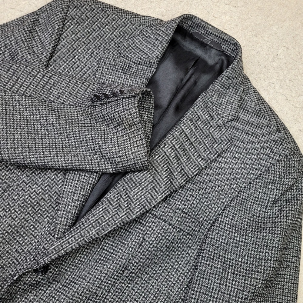 Haggar Collections‎ Houndstooth Tweed Blazer Mens 42 Gray 2 Button Vintage